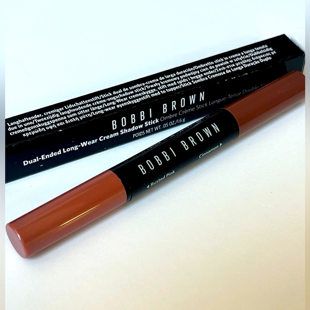 New! Bobbi Brown duo ended eyeshadow stick/ rusted pink shimmer / cinnamon matte